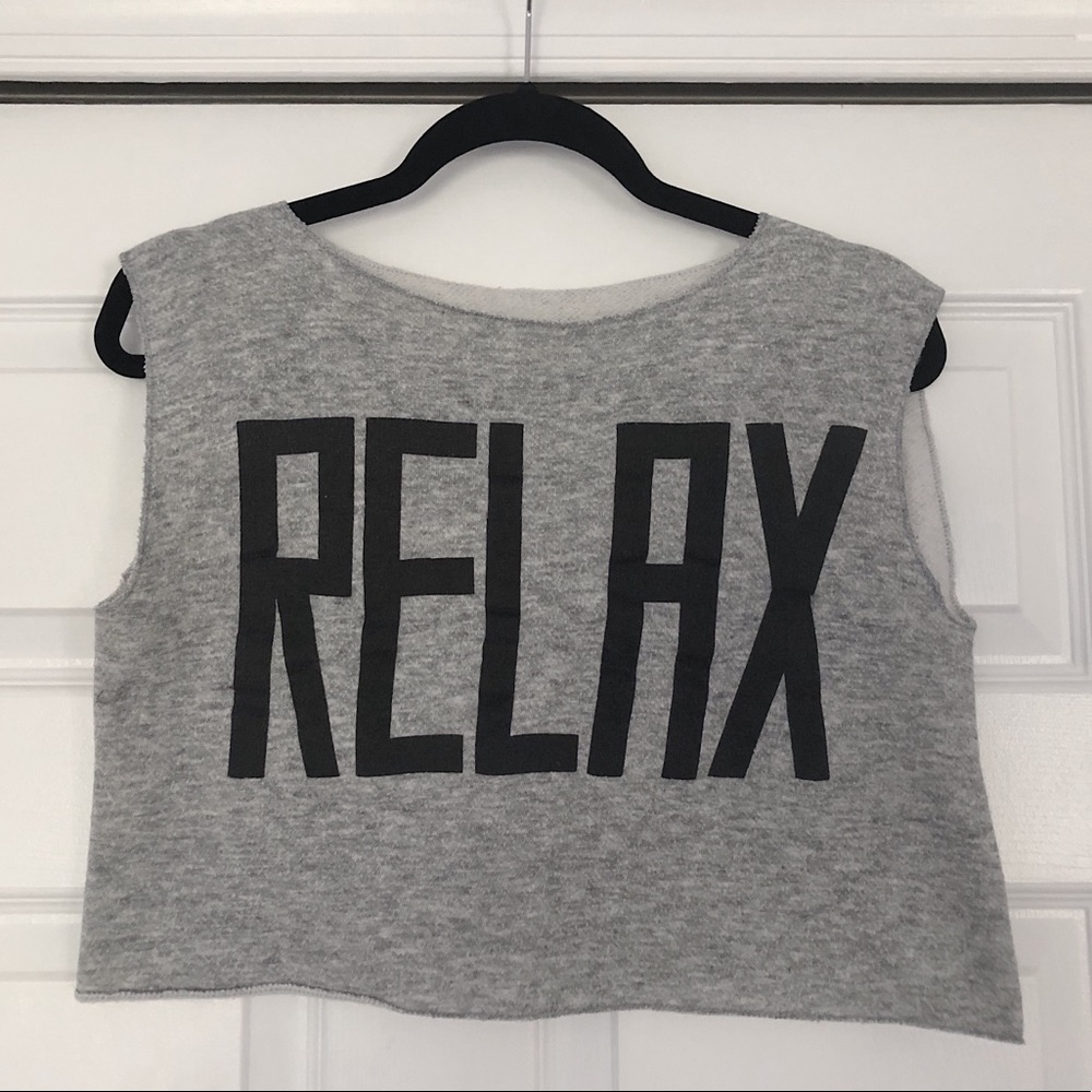 Lightweight Black and Gray RELAX Crop Tank Top